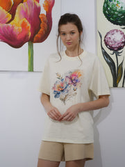 T-shirt Blossom #1 en beige 