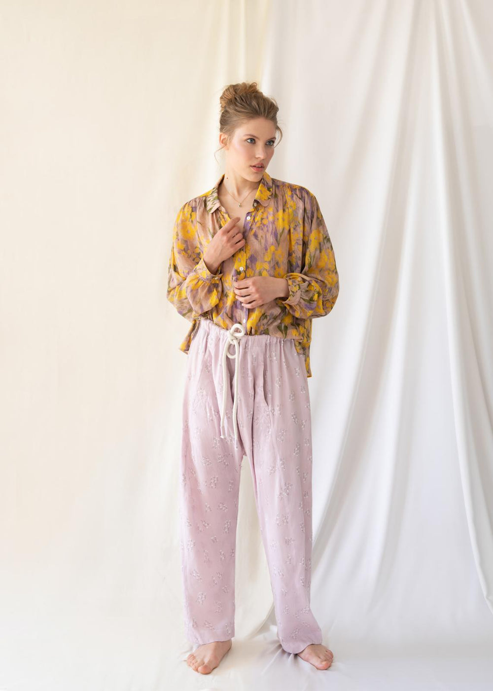 Eden drawstring pants in Mistflower