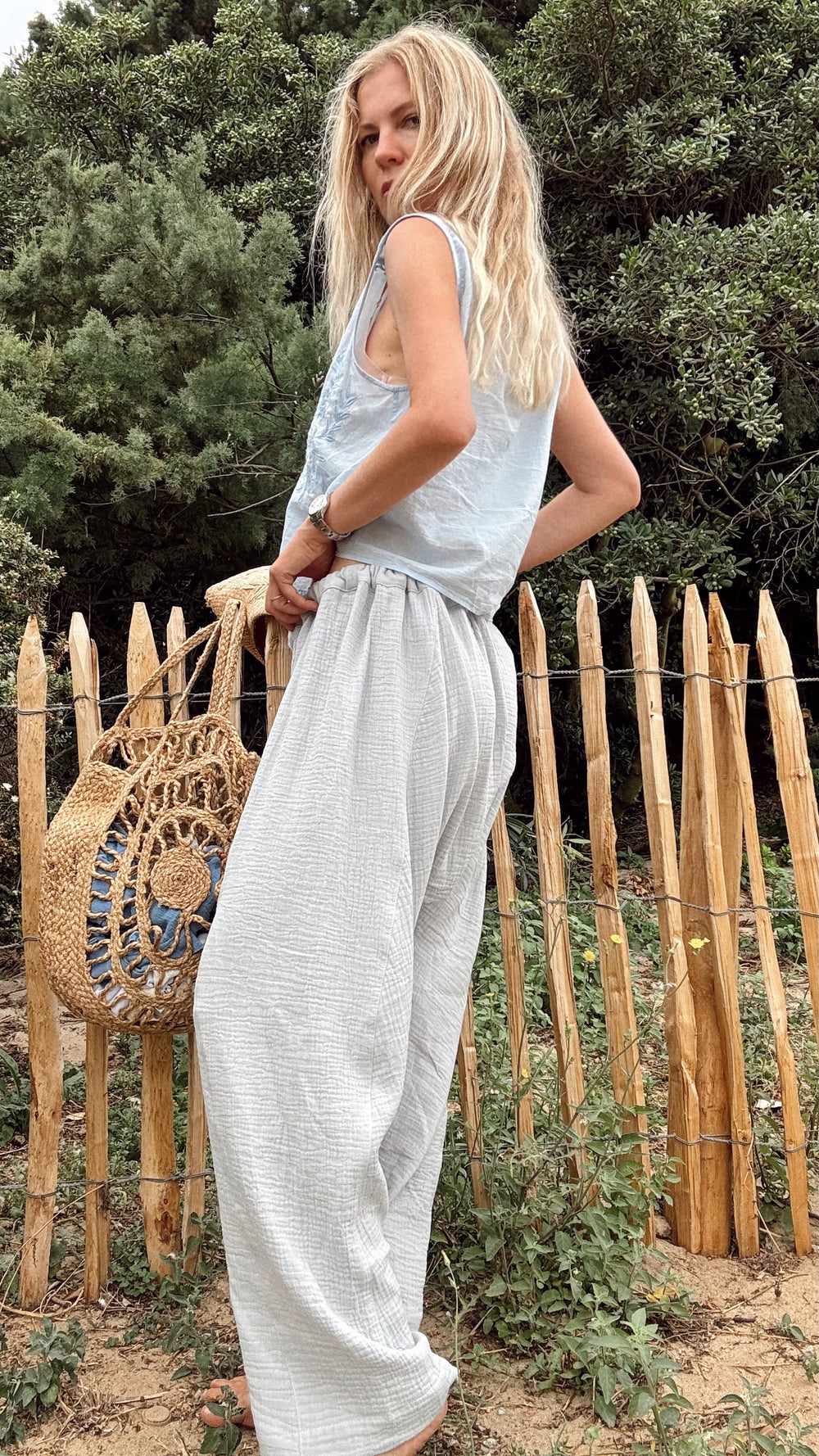 Eden drawstring pants in Dove Gray