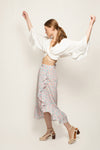 Anaïs skirt in Illusion - silk, wrap, ruffles, animal print, pink and blue