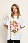 Lessia white oversized cotton t-shirt for women.